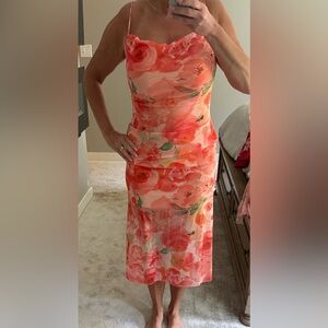 NewFloral Maxi Dress in Pink and Orange